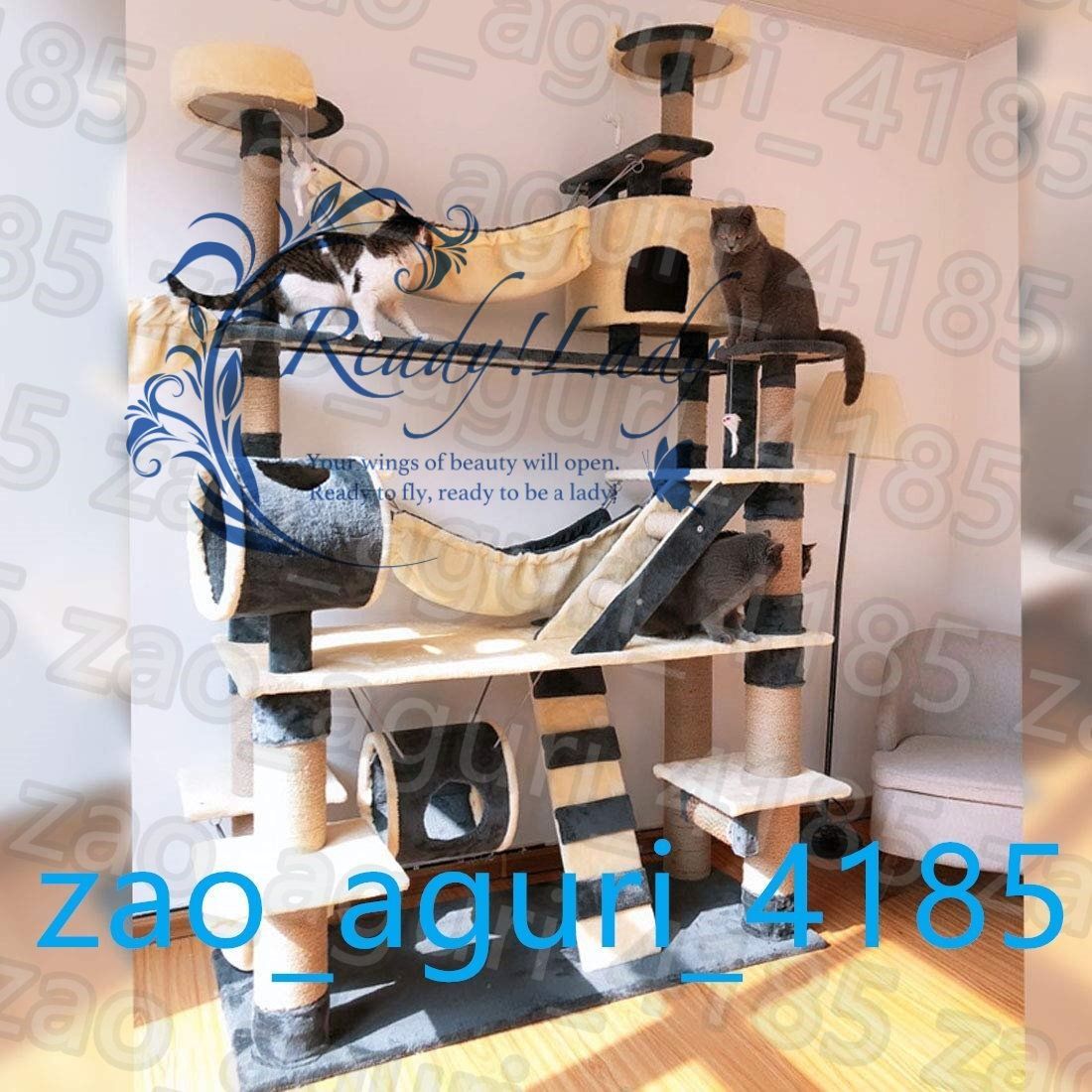 猫の木の塔ペットパレスハンモックトンネル子猫家具240 cmでマルチレベルスクラッチポストアクティビティセンター