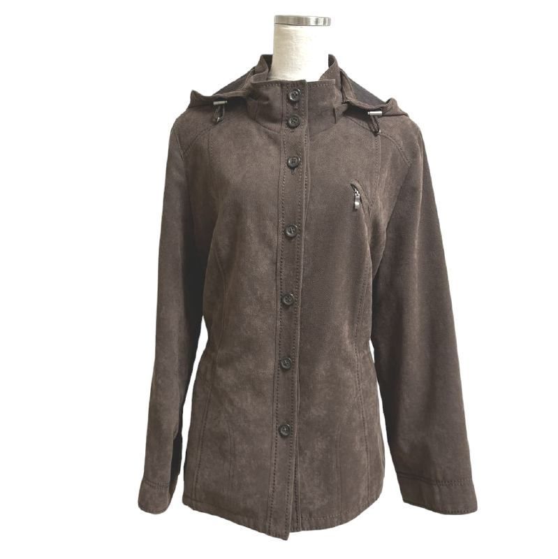 Leilian レリアン レディース モッズコート コーデュロイ 秋コート ジャケット ダークブラウン 茶色 秋色 13号 LL 無地