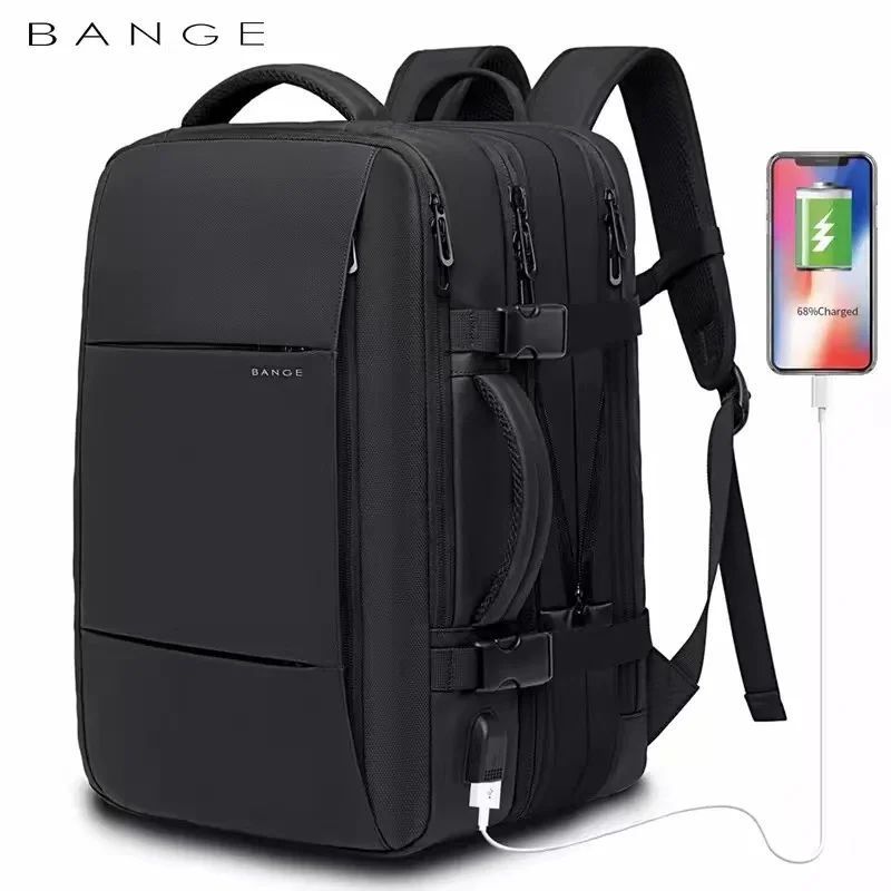 Bange-男性用トラベルバックパック ビジネス用 拡張可能 USB 大容量 17.3ラップトップ 防水 ファッショナブル