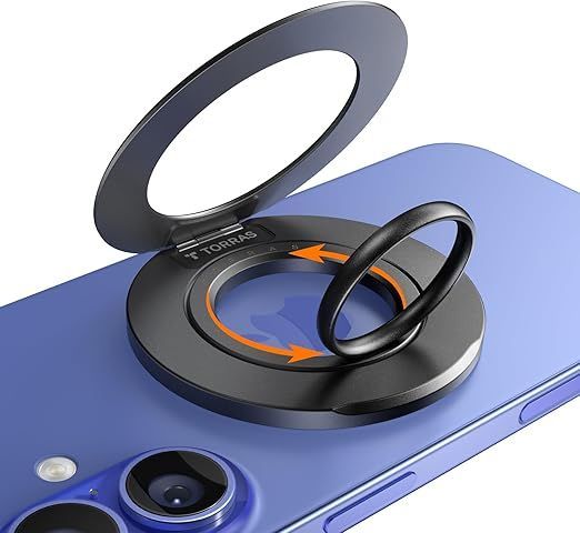 【在庫処分】【双環式・リング王】TORRAS スマホリング magsafe リング 【両重360度回転・縦横両対応】マグセーフ リング スマホリング magsafe 角度調整可能 マグネット搭載 高耐久 薄型 全機種