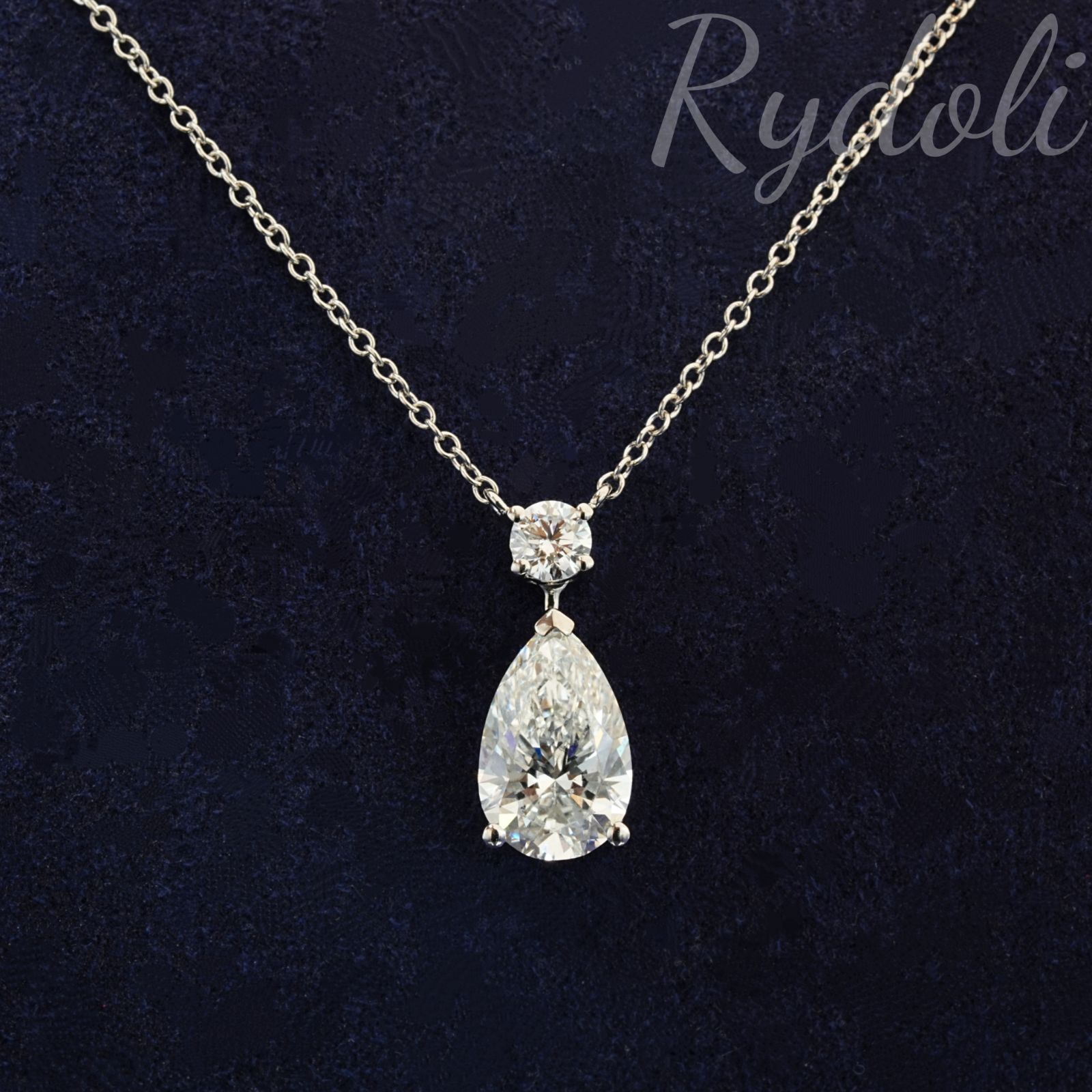 即納発送 PT950 1.58ct ペアシェイプ ダイヤネックレス ラボ