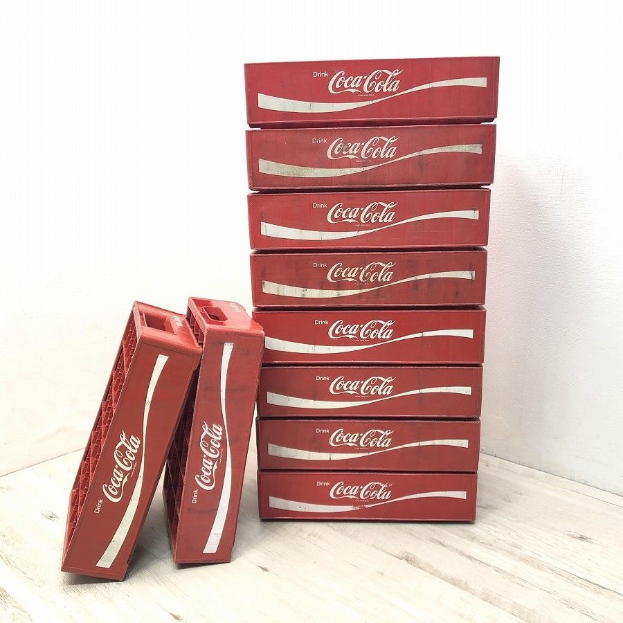 Coca-Cola コカ コーラ レトロケース ボトルケース 10個セット 赤ケース コンテナ プラスチックケース