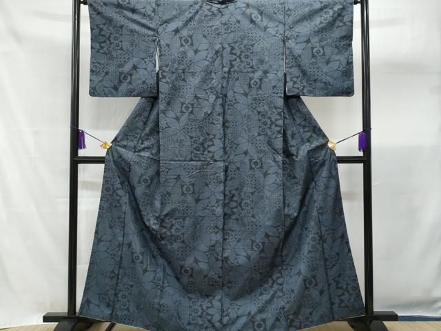 平和屋着物▽本場染大島紬　単衣　葡萄　正絹　逸品　AAAV8473fy 平和屋着物▽本場染大島紬 単衣 葡萄 正絹 逸品 AAAV8473fy