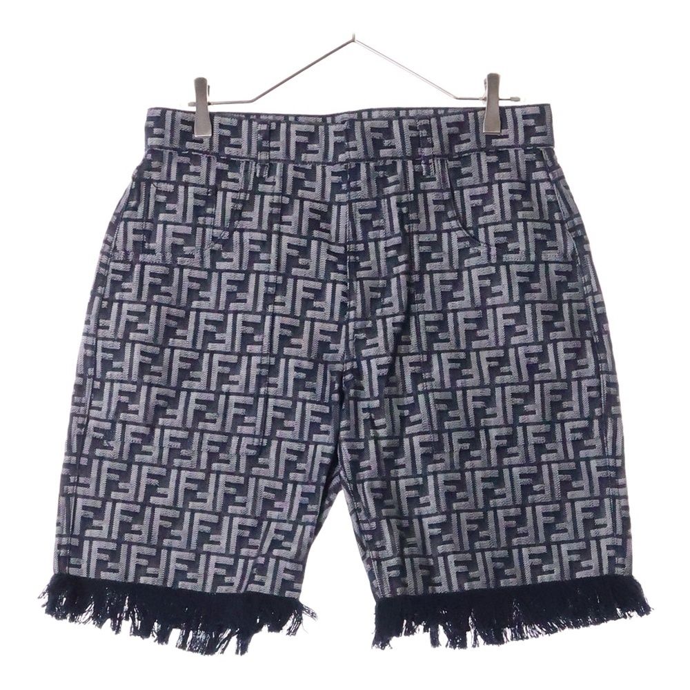 ★キッズ【FENDI】 ベビーバミューダショーツ FENDI (フェンディ) エンブロイダリー FFロゴ フリンジ付 デニム