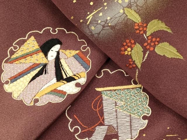 平和屋着物□訪問着 作家物 駒刺繍 雪輪几帳平安人物南天文 暈し