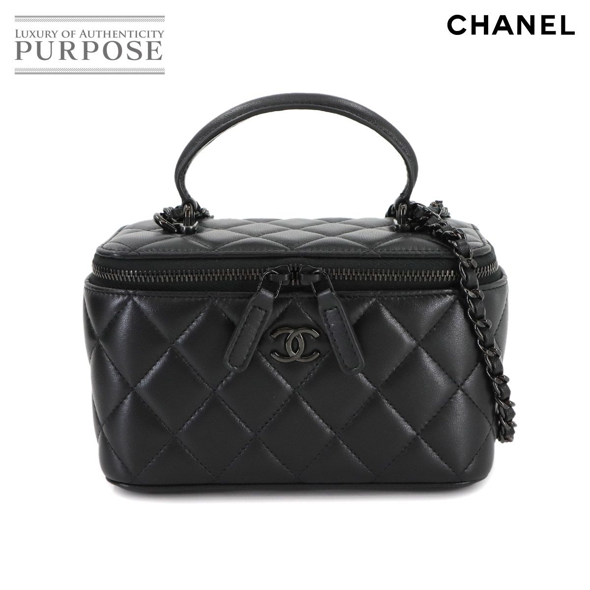 CHANEL ブラックレザー　バニティ パテント レザー ブラック バニティ ハンドバッグ|古い買取実績