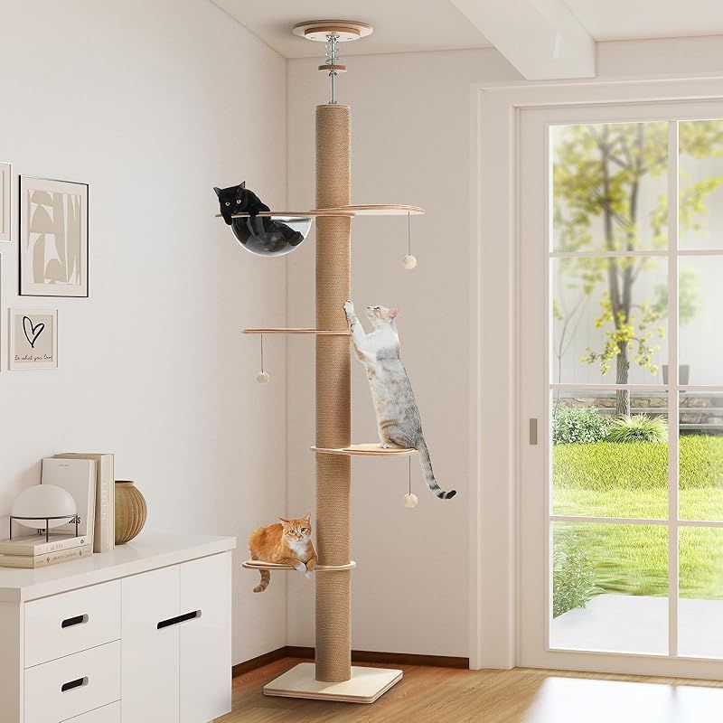 在庫セール】PAWZ Road キャットタワー 突っ張り 木製 全面麻紐 爪研ぎ