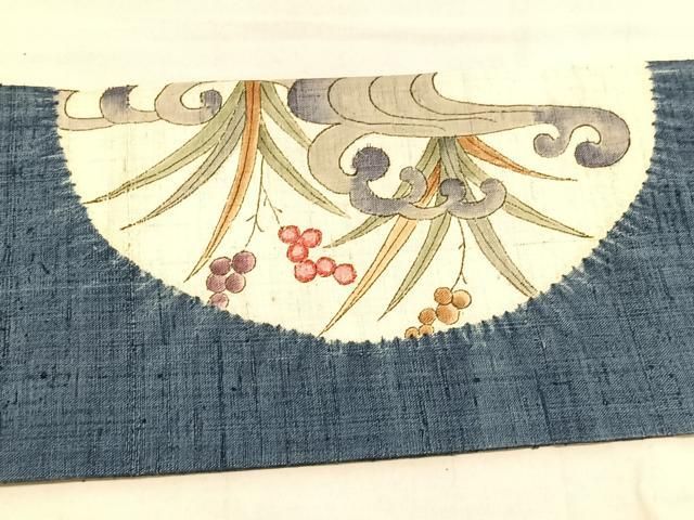 平和屋着物○九寸名古屋帯 作家物 手描き 生紬地 絞り 八ツ橋花文 型  