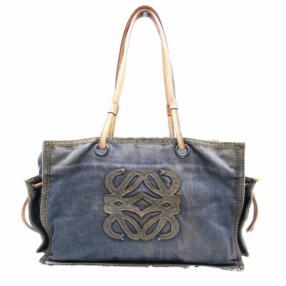 LOEWE ロエベ アナグラム ショッパートート トートバッグ ブルー レザー ロエベ LOEWE アナグラムショッパーレザートートバッグ の買取