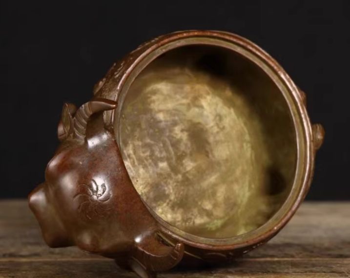 銅 細工 如意牛香炉 香道具 灰皿 装飾品 工芸品 美術品 置物