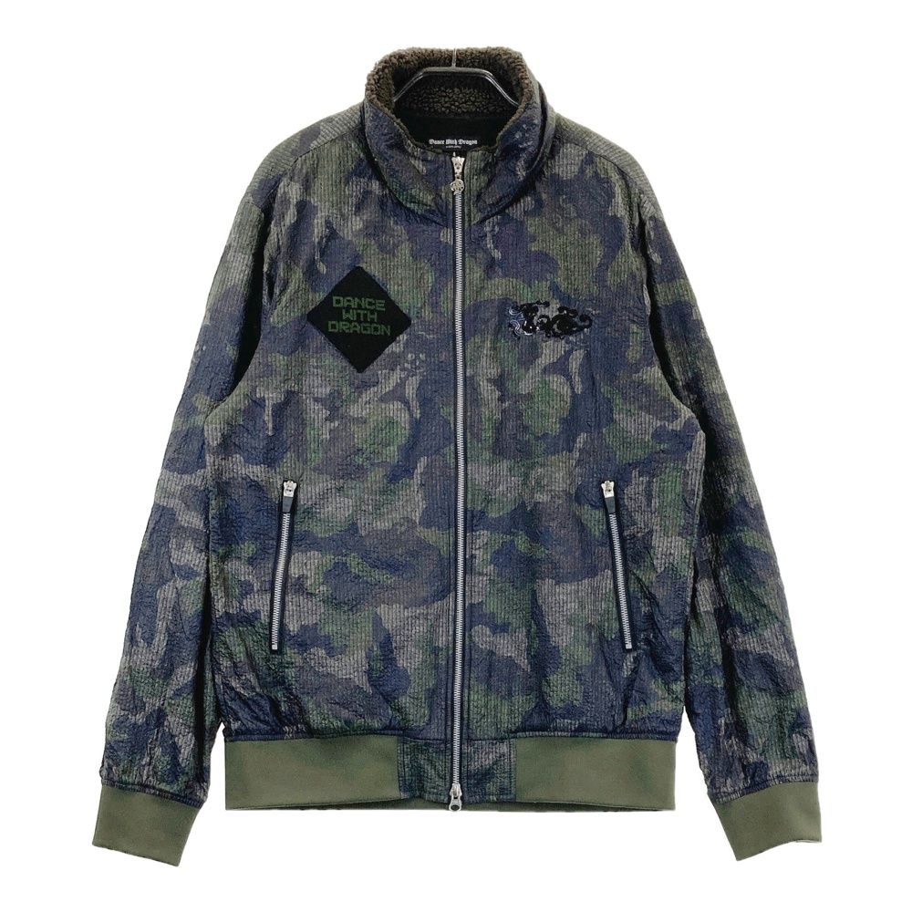 サイズ 4 DANCE WITH DRAGON ダンスウィズドラゴン ネックボア ナイロン ジップジャケット カモフラ 迷彩柄 カーキ系 240101470359 ゴルフウェア メンズ ストスト