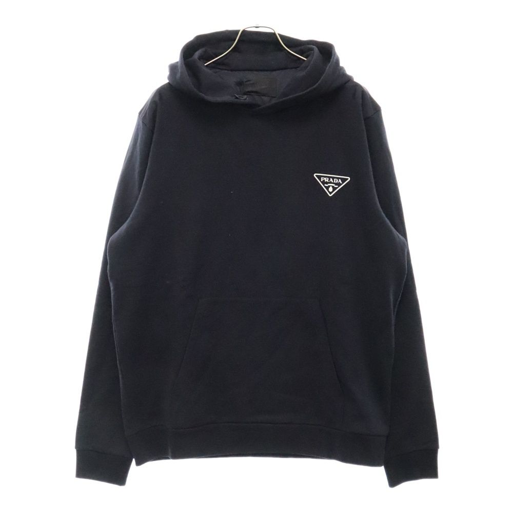 PRADA (プラダ) Cotton Logo Hoodie UJL20A R232 1U77 トライアングルロゴプリントスウェットプルオーバーパーカー ネイビー