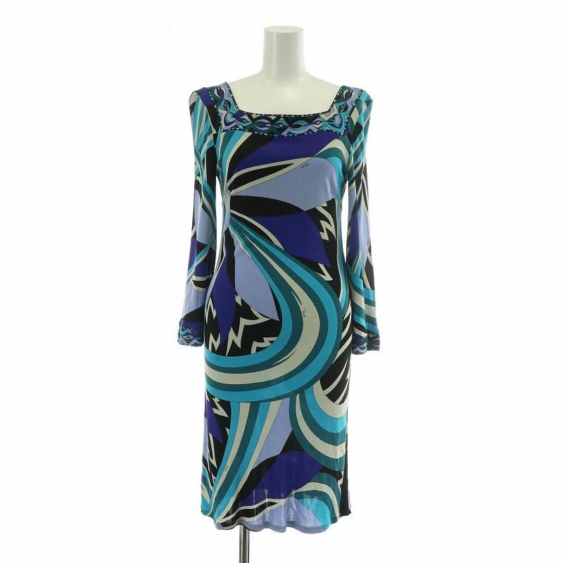 エミリオプッチ EMILIO PUCCI ワンピース 長袖 ロング スクエアネック  