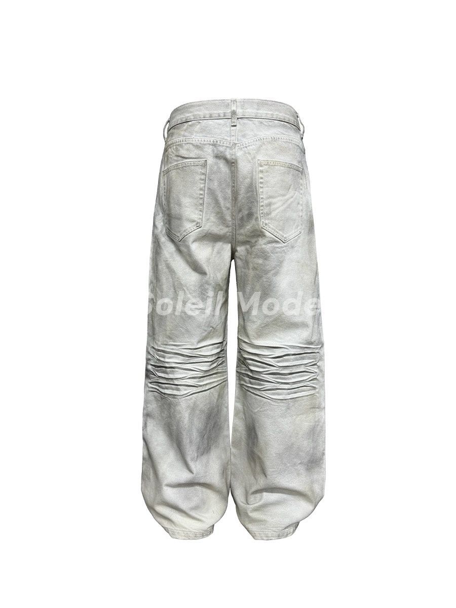 JCAESAR DIRTY DENIMSダメージ加工ホワイトデニム ワイドパンツ JCAESAR DIRTY DENIMSダメージ加工ホワイトデニム ワイドパンツ