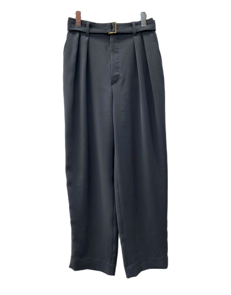 クルニ CULLNI 2Tuck Pants with Long Belt for STUDIOUS タック ワイド パンツ ジップフライ ベルト 灰 無地 CU-021-ST スラックス グレー サイズ 1 104MB-334