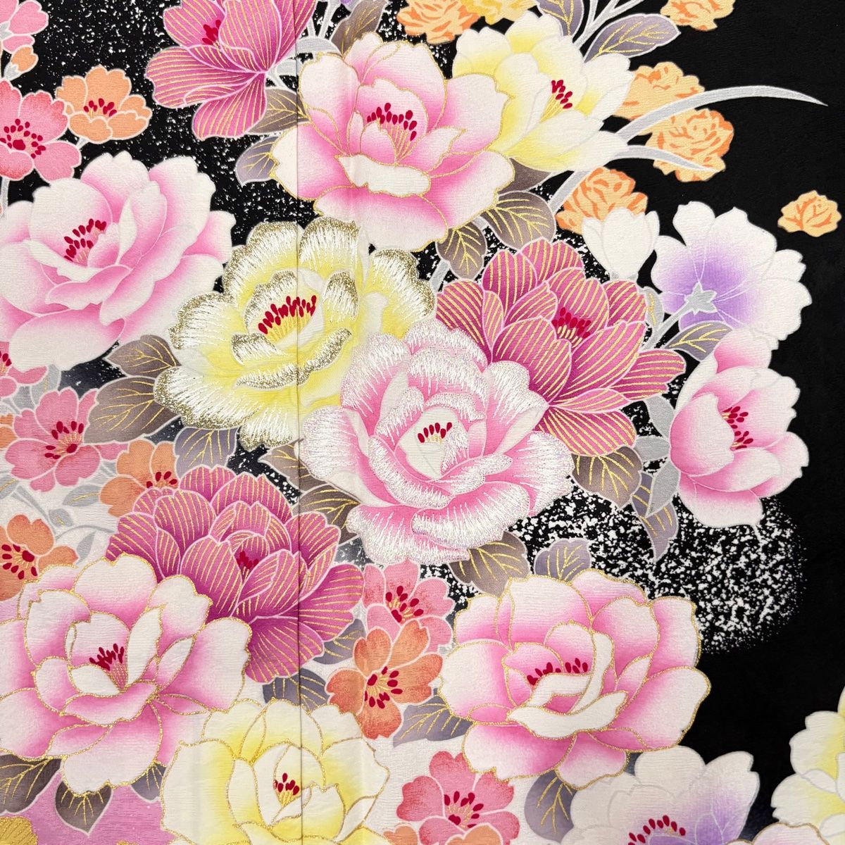 専用美品 振袖 身丈169.5cm 裄68.5cmトールサイズ 黒 梅 吉祥花 振袖 身丈160.5cm 裄丈66cm M 袷 鴛鴦 枝梅 金彩 ぼかし 濃