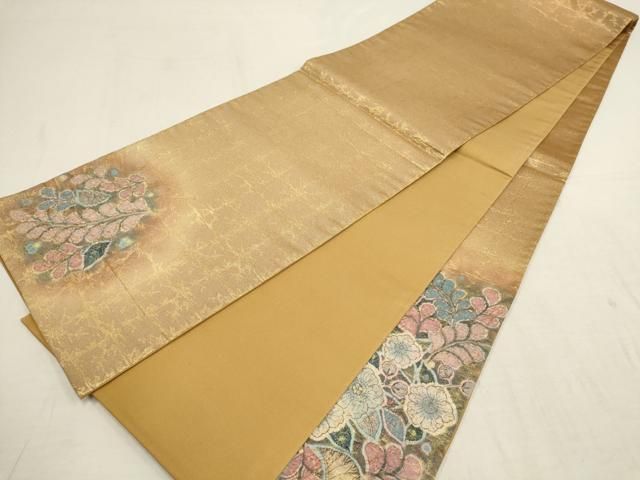 平和屋着物▽太鼓柄袋帯 ふくれ織 辻が花 金通し地 正絹 逸品