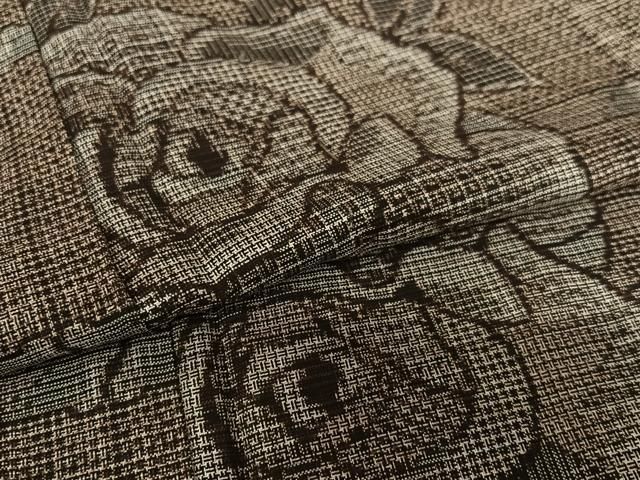 平和屋着物○本場大島紬 泥染め 割込み絣 格子花文 正絹 逸品  