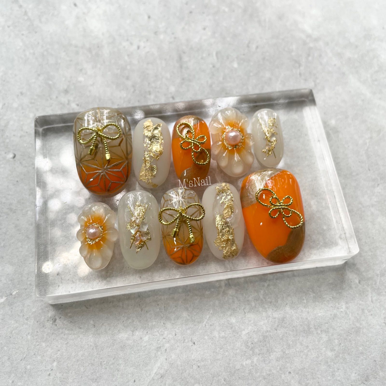 ネイルチップ 成人式 振袖 和柄 和柄 着物 ニュアンス