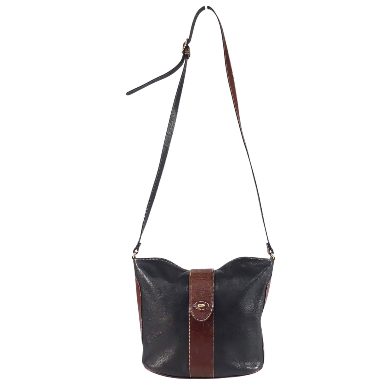 BALLY バリー レザー ショルダーバッグ ブラック 黒 ブラウン 茶  