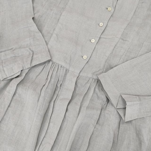 nest Robe 製品染め 01201-1441 リネンフロントオープンギャザー ワンピース ライトブルー系 レディース ネストローブ 5-1001M∞ WWW_MORNINGWALKER_COM