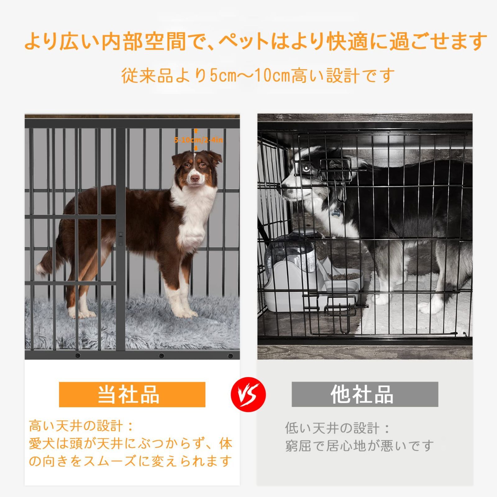 数量限定】黒 頑丈 2匹小型犬 トレー付き 犬ケージサークル 中型