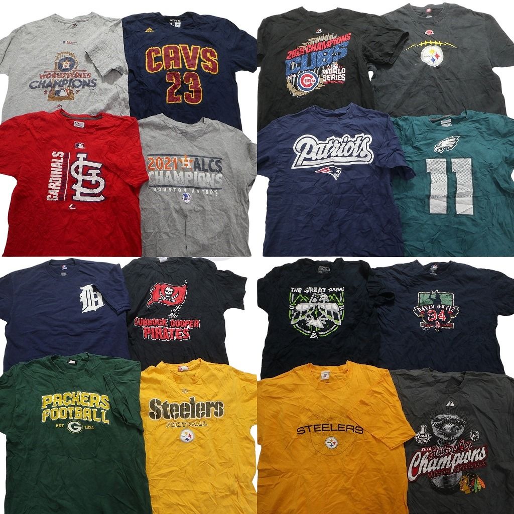 古着卸 まとめ売り プロチーム 半袖Tシャツ 16枚セット (メンズ Ｌ ) MLB NFL スティラーズ バッカーズ ペイトリオッツ 中古 古着 MY7688