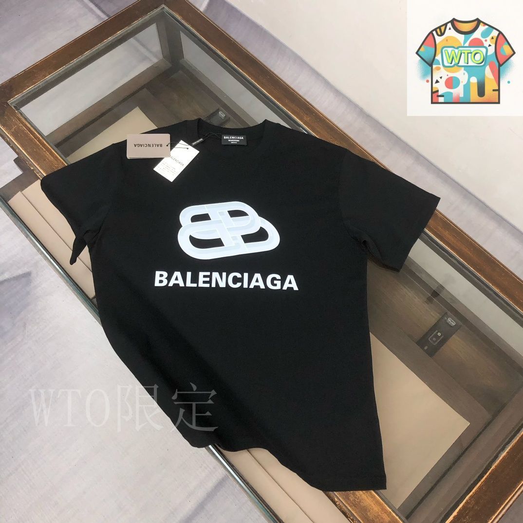 今日特価】BALENCIAGA 2025 最新款 カップル用円領半袖 T シャツ