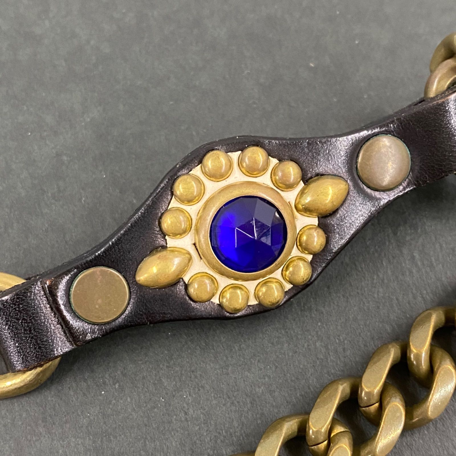 83.CALEE Leather Studs Gold Wallet Chain キャリー ウォレット