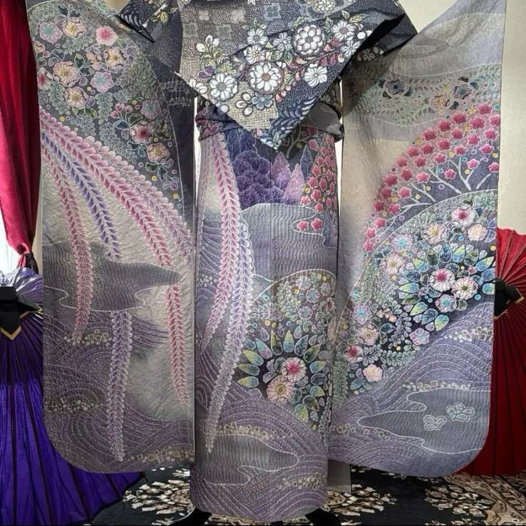 豪華振袖セット 京都きもの友禅 長襦袢 半衿 (3点) 極上・辻が花・絞り