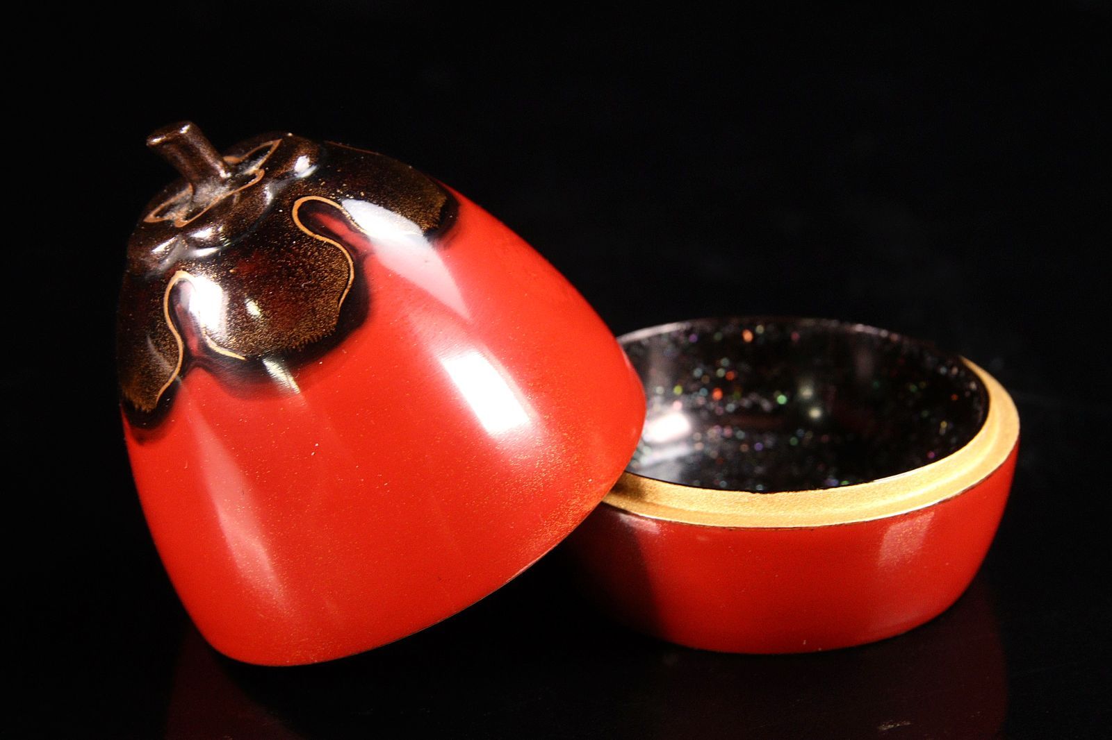 輪島塗 江尻玄舟 柿香合 5.5cm 共箱 唐物 骨董 最高 古美術 楾 Y139-T