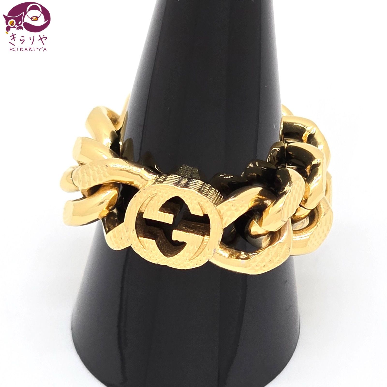 GUCCI グッチ インターロッキングG ゴルメット チェーン リング M 約