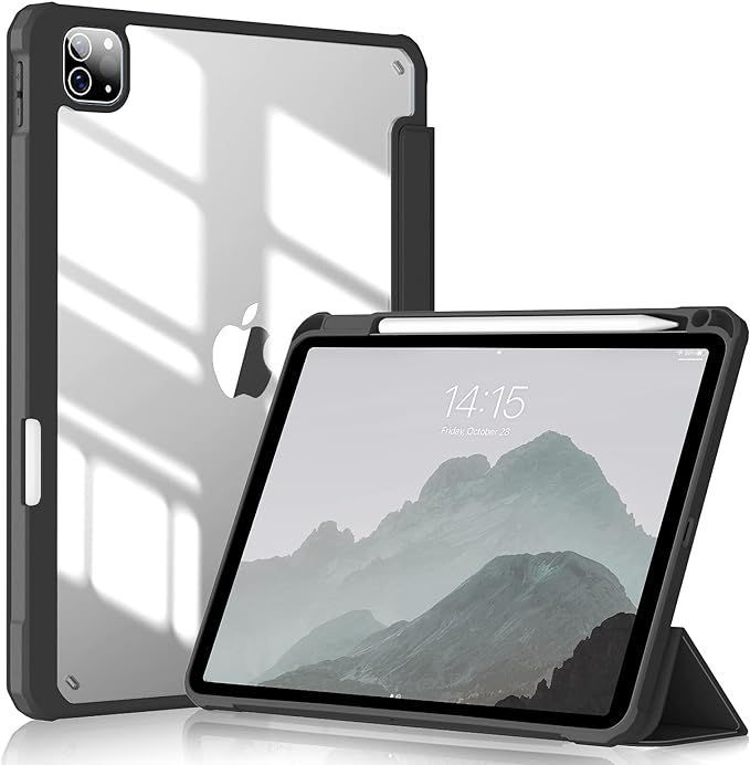 ProCase iPad Air 1(2013発売)ケース スマート 超スリム スタンド フォリオ保護ケース 半透明フロスト バックカバー 対応端末：