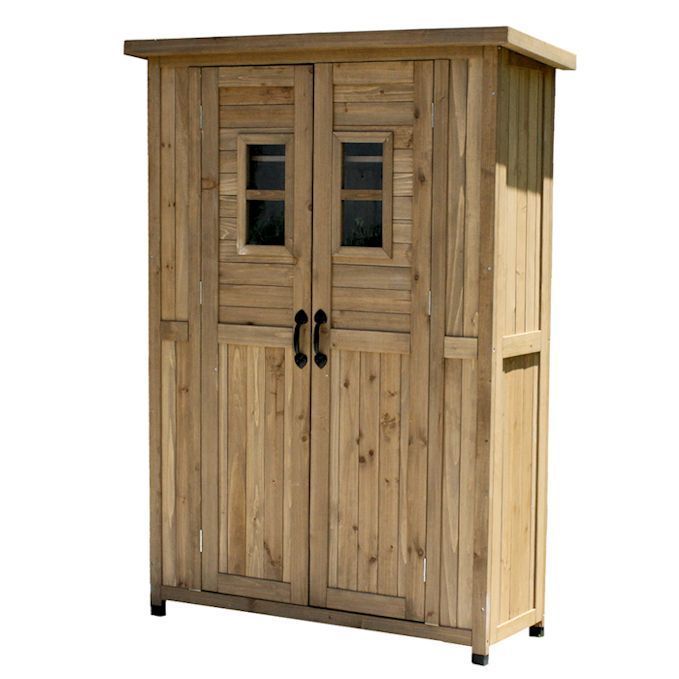 薄型カントリー小屋物置 ライトブラウン系 木製収納庫 倉庫 264