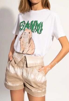 【GANNI】ロゴ  ウサギグラフ ィックTシャツ