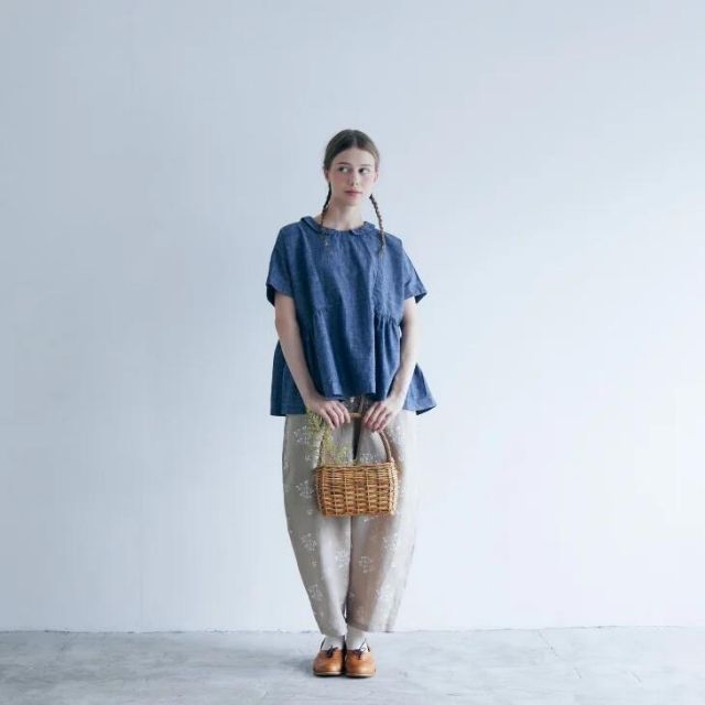 MAGALI | インディゴコットン・ウエストギャザープルオーバー