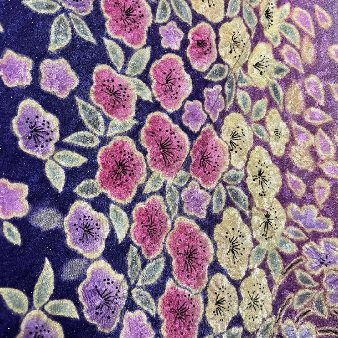 金通し絞り流線梅花桜花模様振袖着物 014a p 