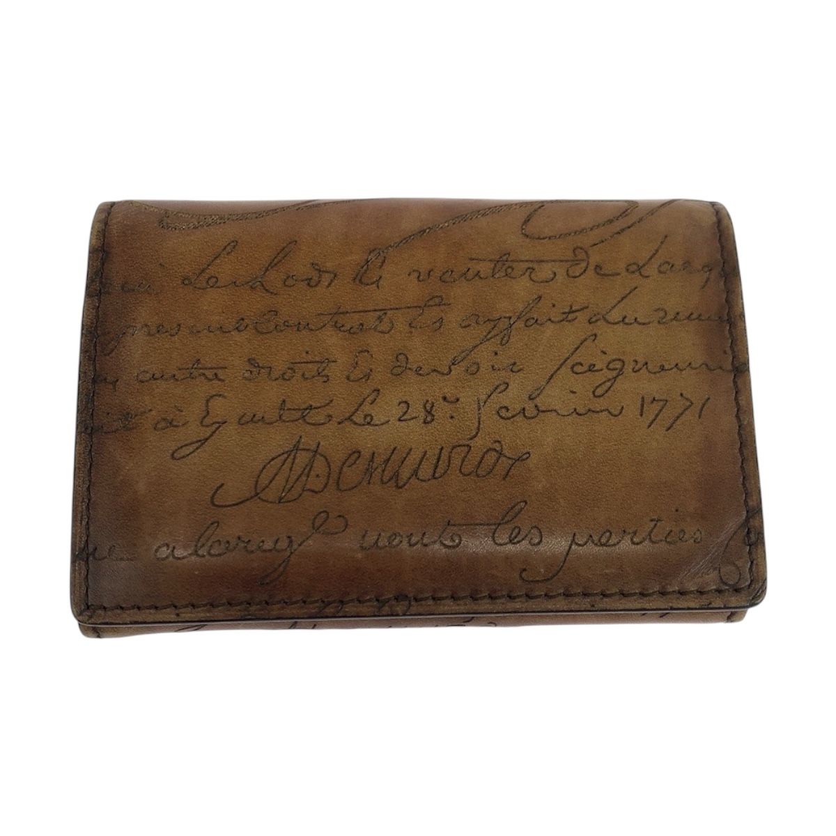 美品 Berluti ベルルッティ カリグラフィ ブラウン レザー 名刺入れ