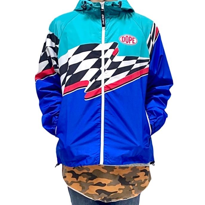 DOPE ドープ チェッカー フラッグ バックプリント アノラック 