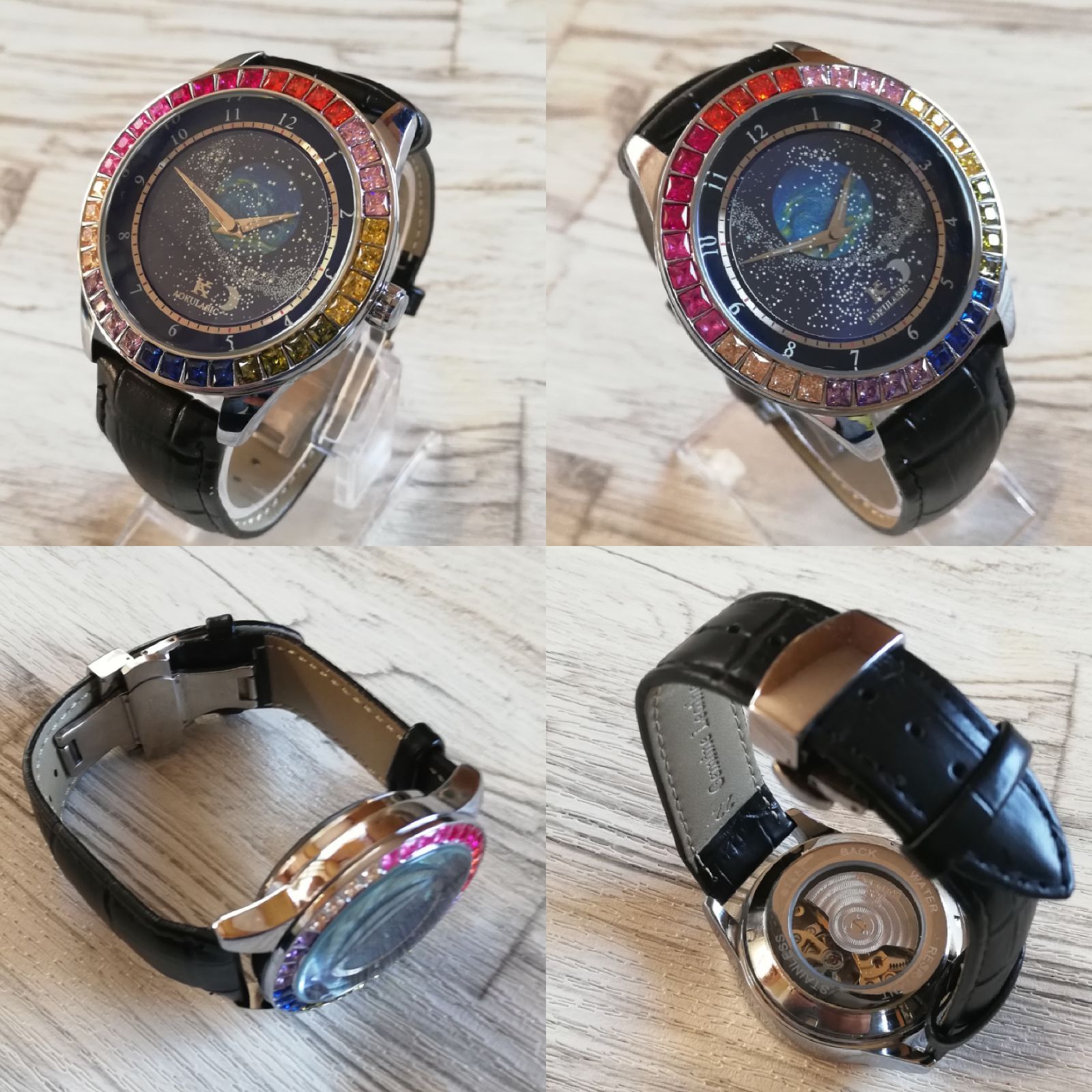 Swiss.Aoclassics】星月夜の腕時計/高品質レザーベルト自動巻き 