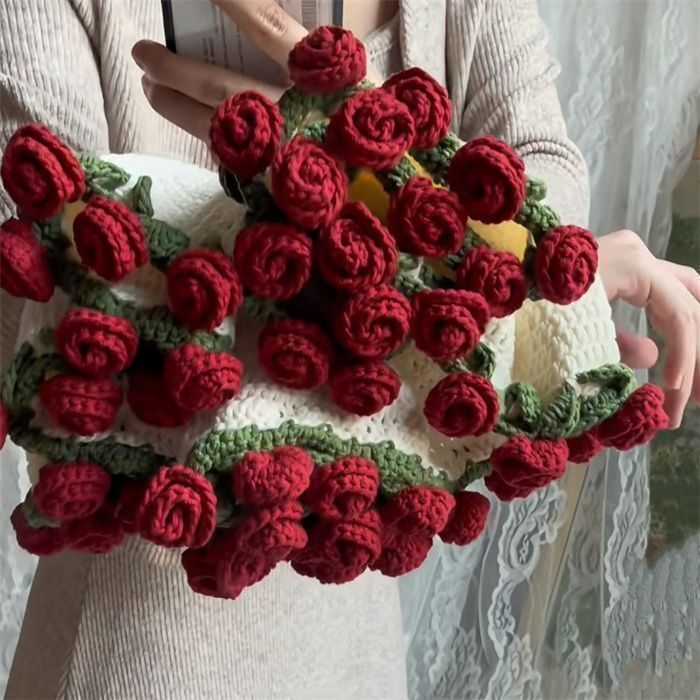 手編み 花束ブランケット2点 ルビー Amazon｜かぎ針編みの花とバラのブーケブランケットキット - 糸
