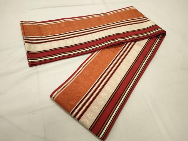 平和屋着物◎本場筑前博多織 半幅帯 花間道 証紙付き 正絹 逸品