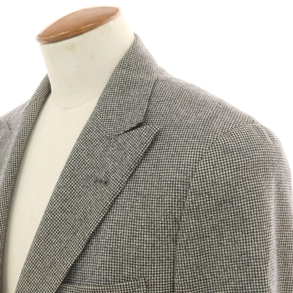 ブルネロクチネリ Brunello Cucinelli ウール ハウンドトゥース柄 テーラードジャケット オフホワイトxブラック サイズ46 メンズ