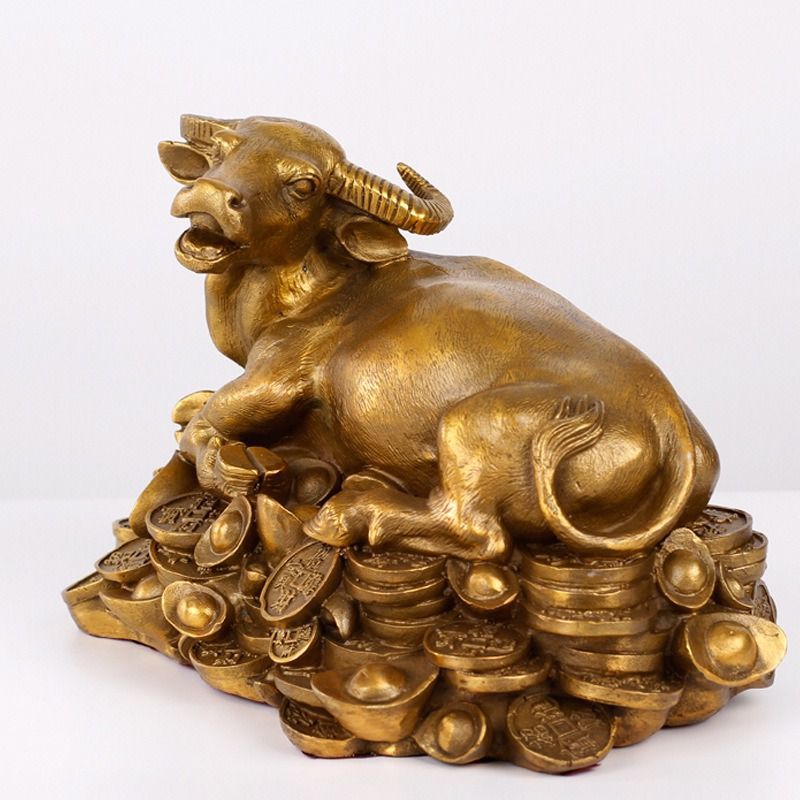 オリジナル商品 牛 うし 牛舎 元宝 金色 黄金 ゴールド 置物 オブジェ