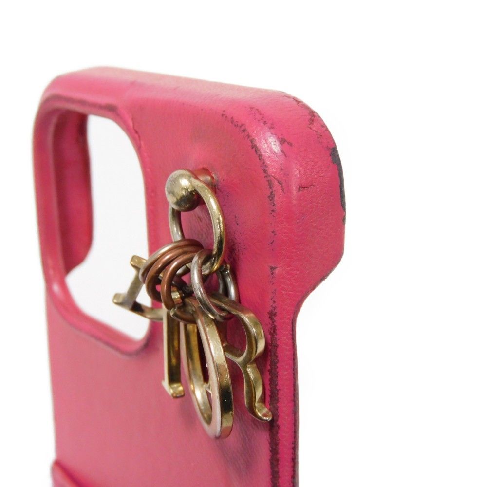 Dior - Dior ディオール LADY DIOR iPhone 13 PRO ケース ロゴチャーム ステッチ ラムスキン カナージュ ピンク スマホケース S0959ONMJ Dior ディオール LADY DIOR iPhone 13 PRO ケース ロゴチャーム
