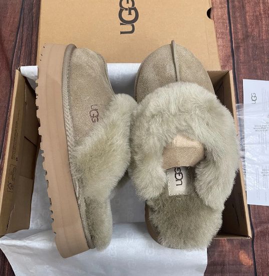 美品】UGG アグ ディスケット ムートンスリッパ 厚底 22cm-