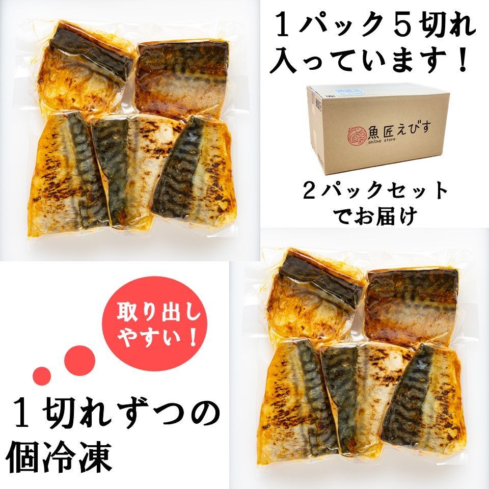 炙り塩鯖(サバ)10切れセット (1パック５切)×2パック-4