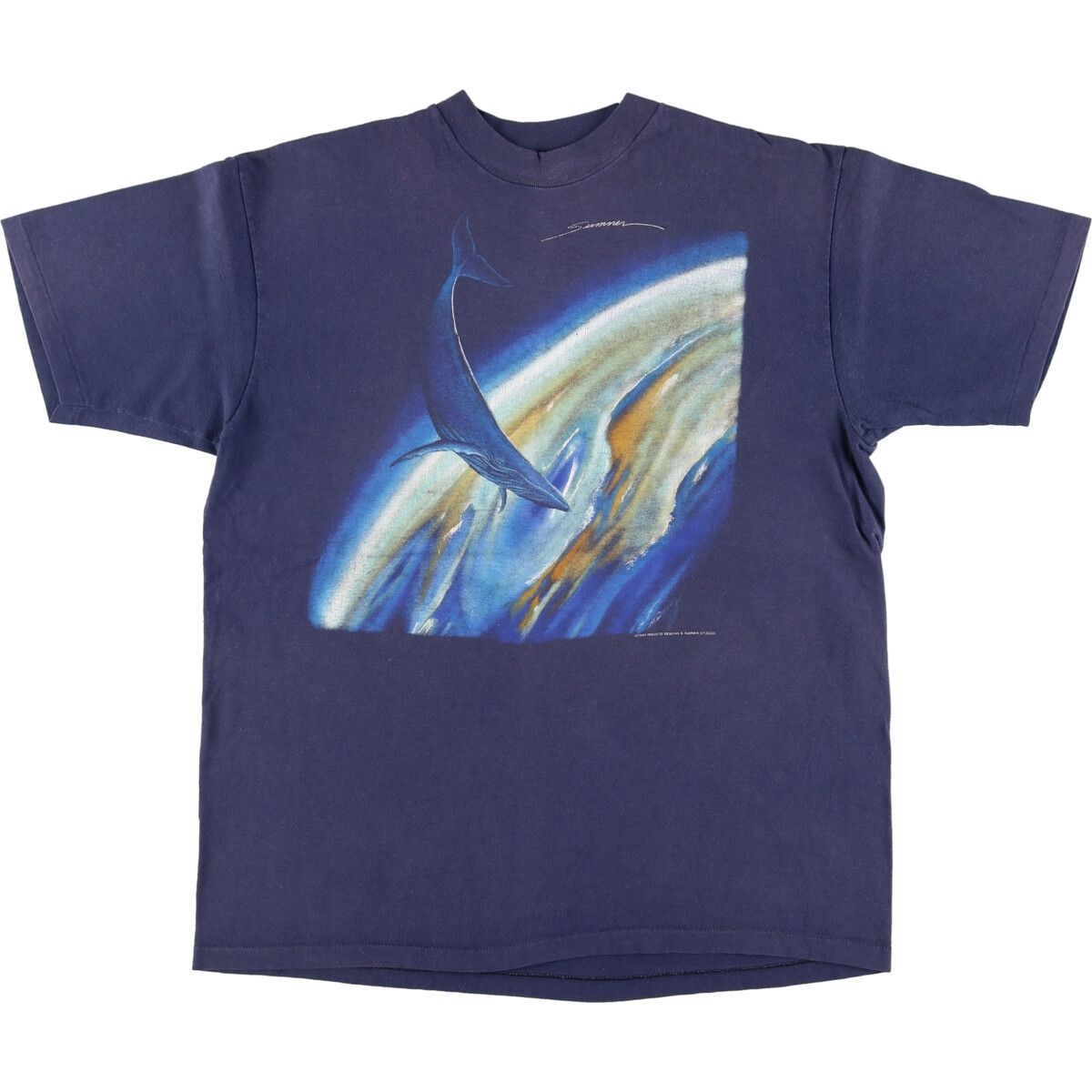 古着 80年代 ヘインズ Hanes BEEFY-T 青タグ クジラ柄 アニマルTシャツ