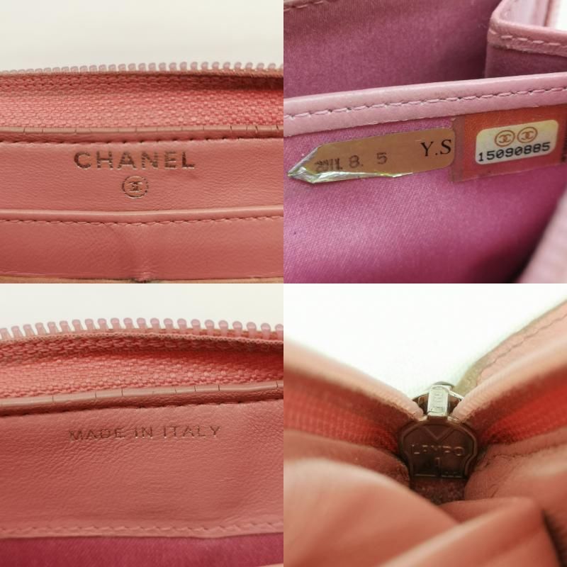 CHANEL シャネル 財布 長財布 カメリア ピンク レザー CHANEL シャネル 財布 長財布 カメリア ピンク レザー
