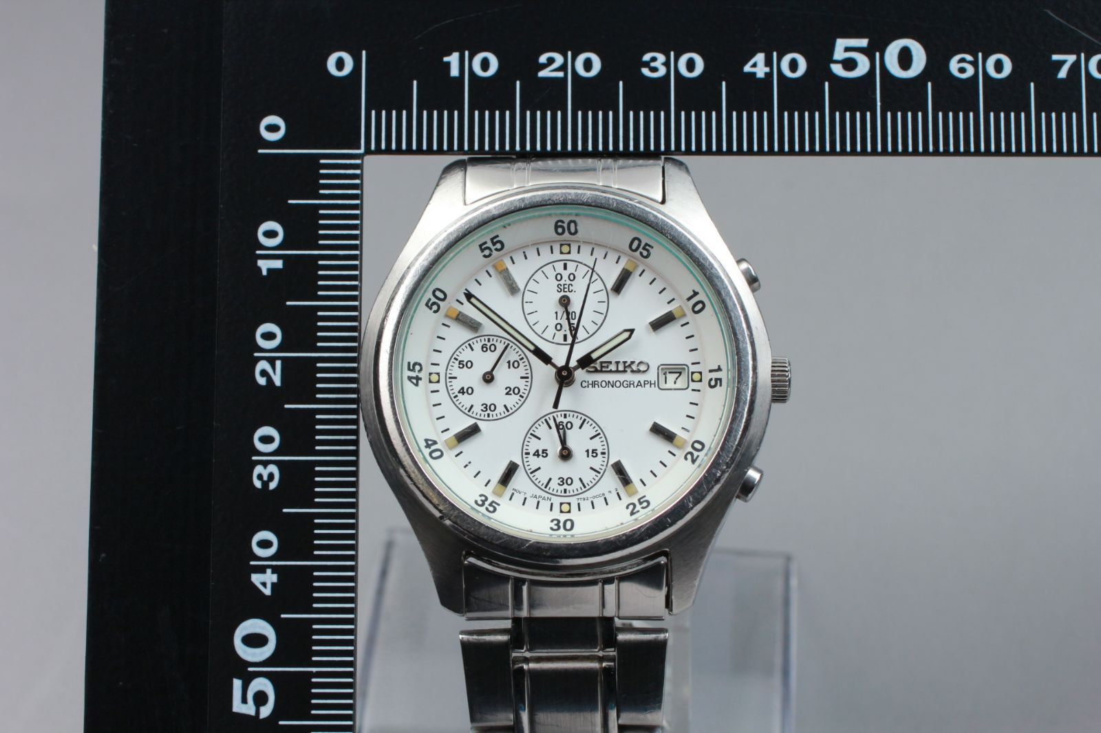 ジャンク] Seiko Chronograph 7T92-0CC0 White Dial Quartz Men